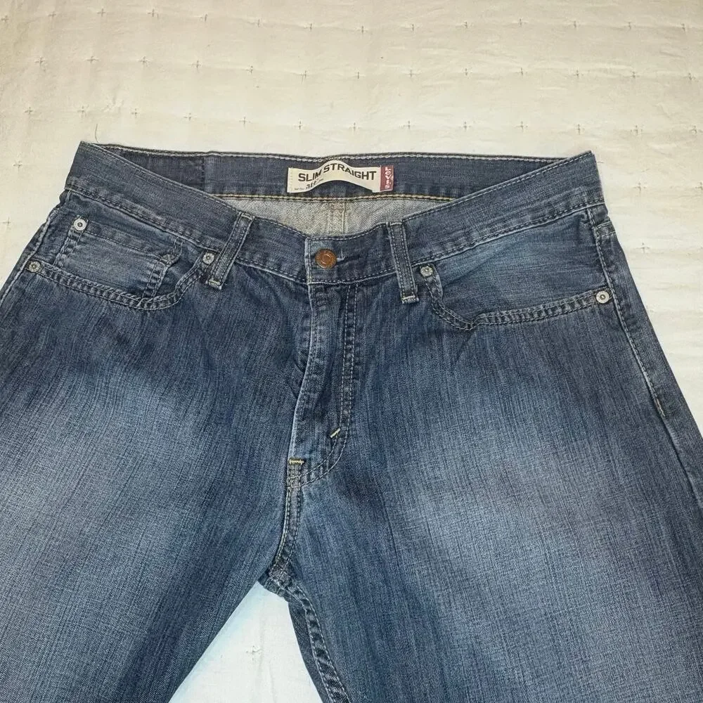 Levi's 514 Slim Straight Men's Jeans 34x30 Blue Denim Mid Rise Straight Leg